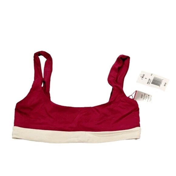 L*Space by Monica Wise Womens Size Small Red Colorblock Miller Bikini Top - Picture 1 of 7